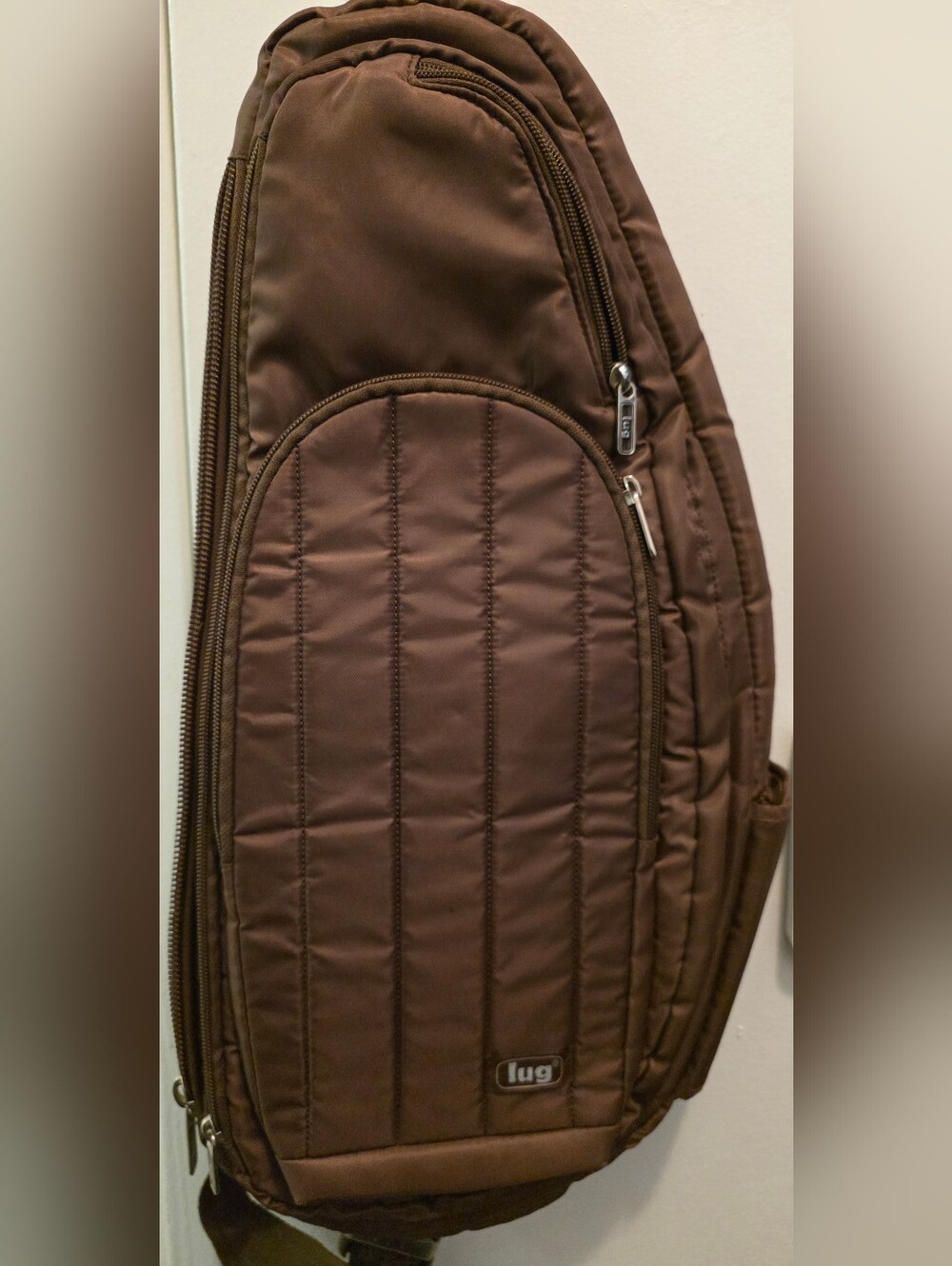Lug Chocolate Brown Quilted "Glider" Sling Bag
